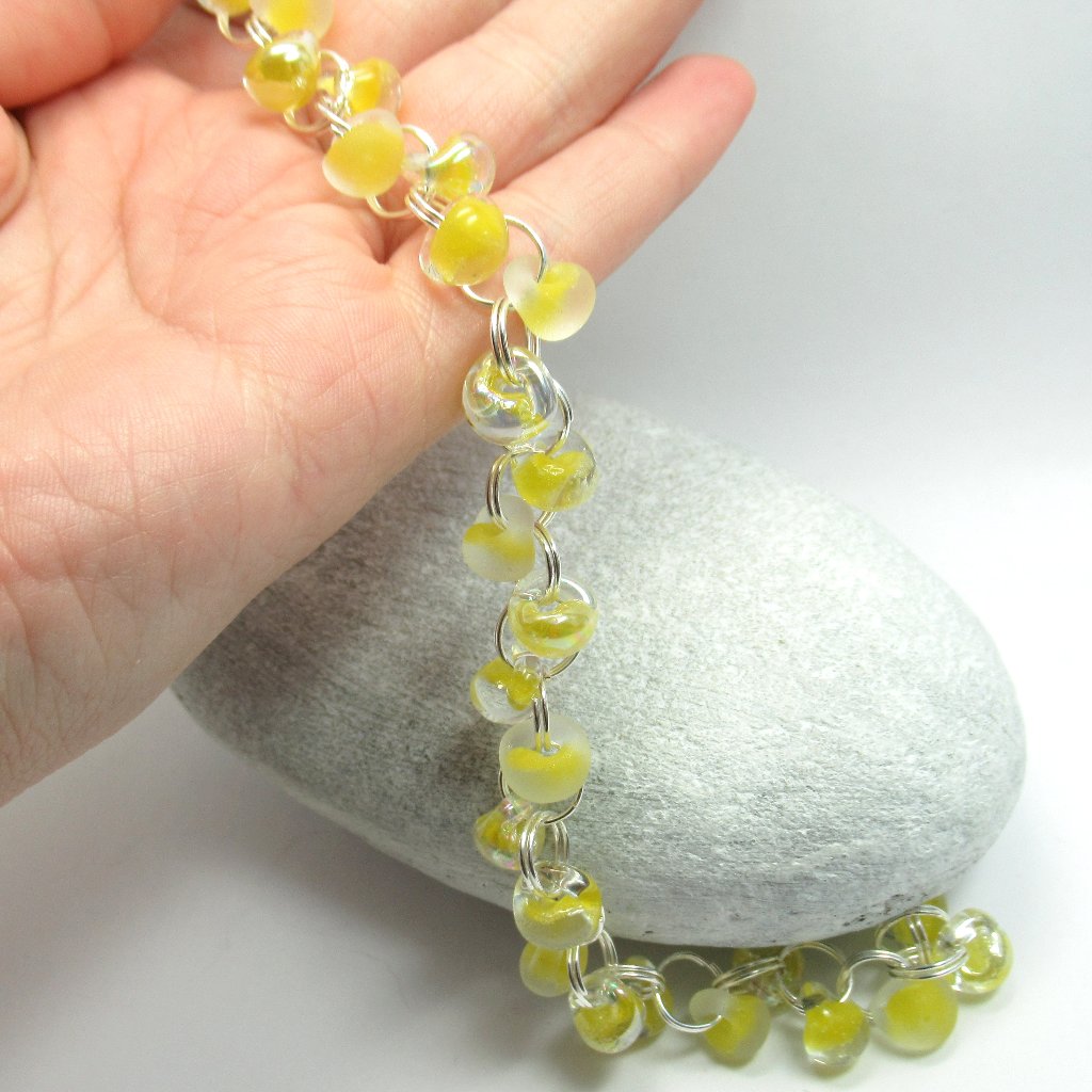 Boro Glass Linked Drop Bead Bracelet